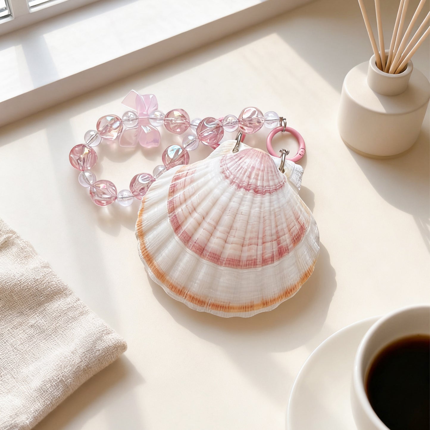 Cyber Shell Wish Journal - Handcrafted Scallop Shell Dream Book | Ocean-Inspired Planner with Shell-Shaped Pages